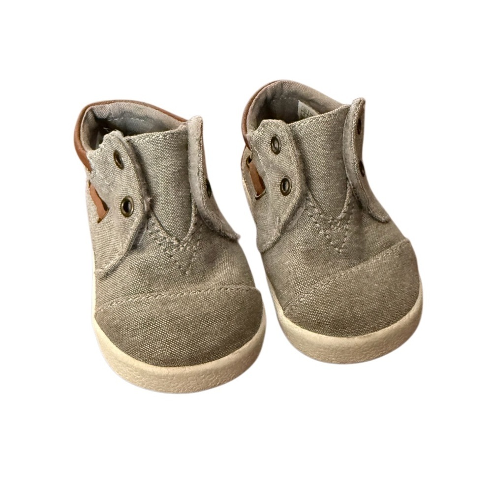 Toms Kids Bimini Canvas High-Top Shoes in Gray and Tan-Size 4